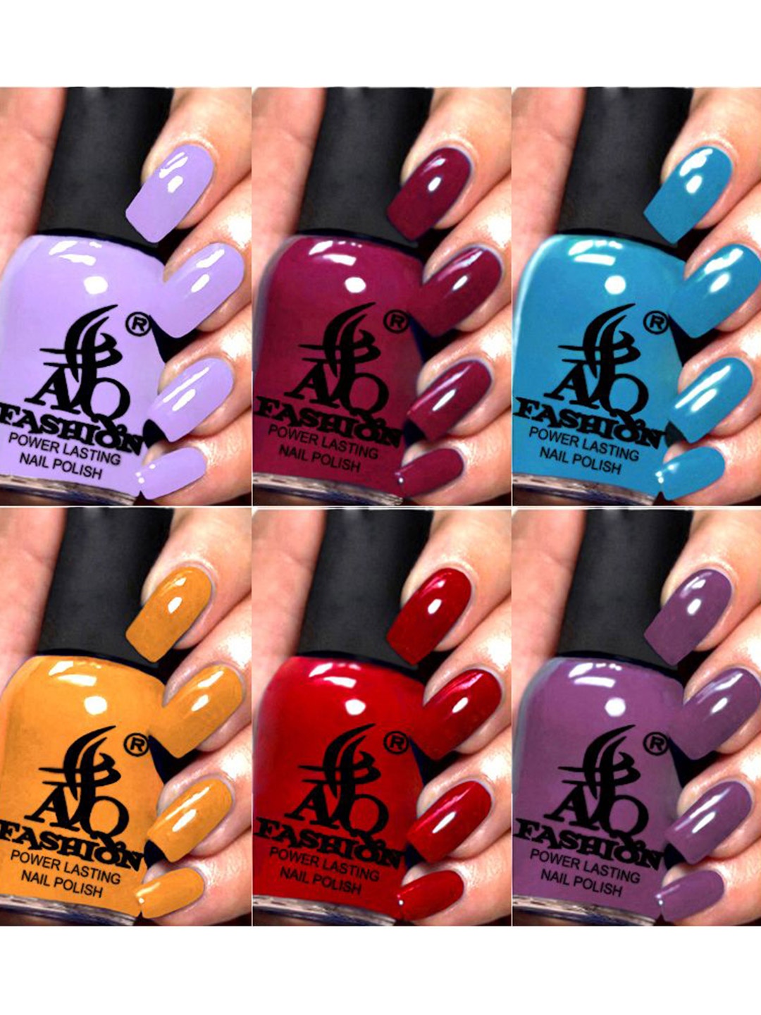 

AQ FASHION Power Lasting Set Of 6 Quick Dry Glossy Nail Polish - 9 ml Each, Purple