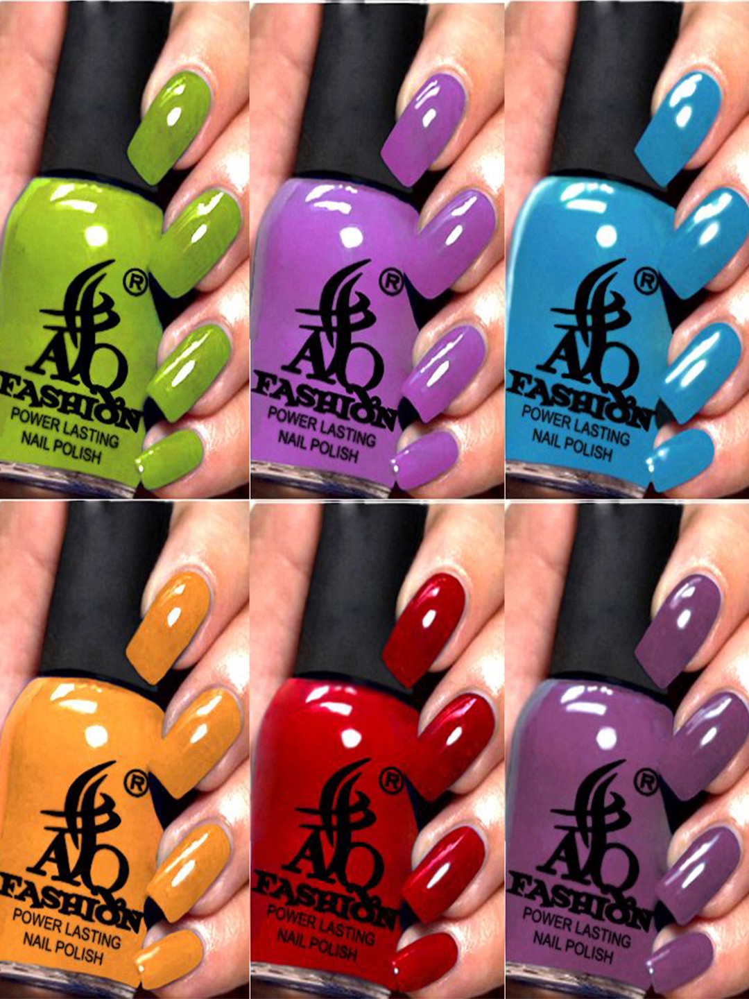 

AQ FASHION Power Lasting Set Of 6 Quick Dry Glossy Nail Polish - 9 ml Each, Green