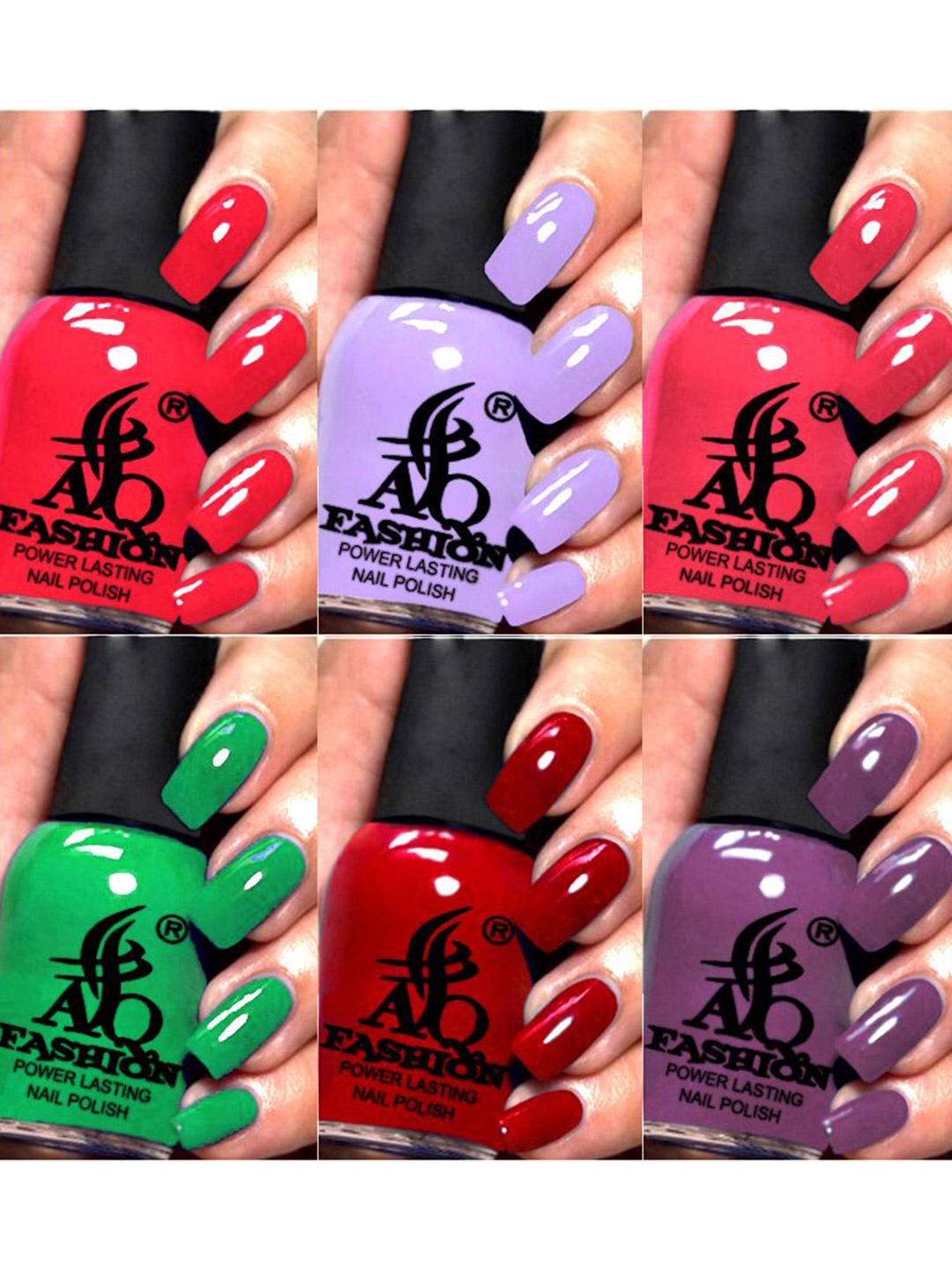 

AQ FASHION Power Lasting Set Of 6 Quick Dry Glossy Nail Polish - 9 ml Each, Red