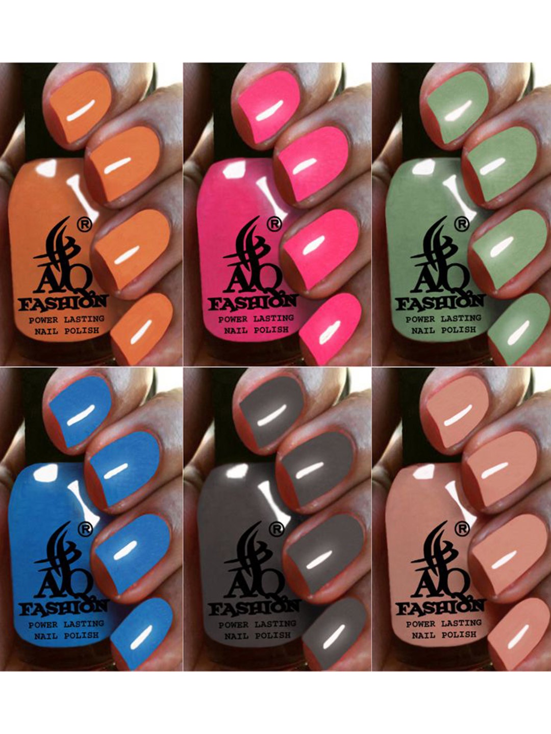 

AQ FASHION Power Lasting Set Of 6 Quick Dry Glossy Nail Polish - 9 ml Each, Orange