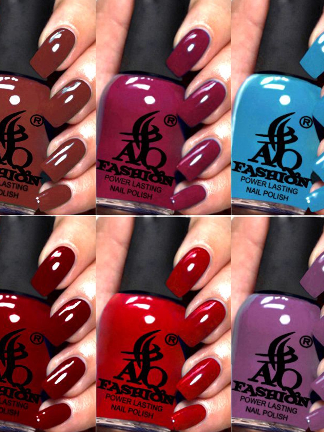 

AQ FASHION Power Lasting Set Of 6 Quick Dry Glossy Nail Polish - 9 ml Each, Red