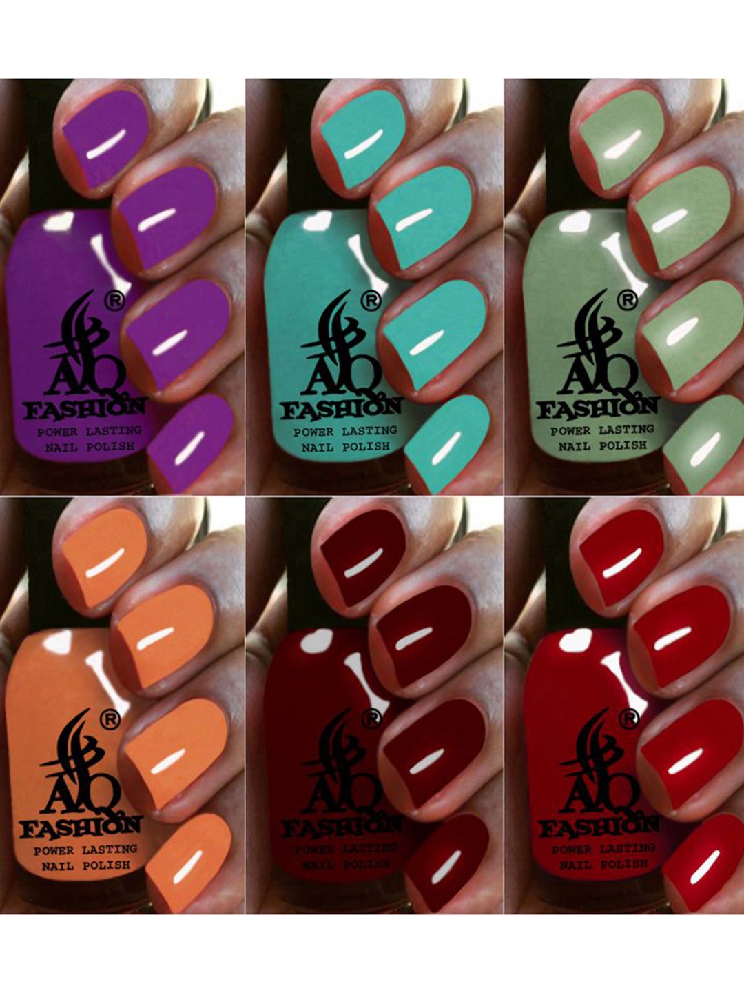 

AQ FASHION Power Lasting Set Of 6 Quick Dry Glossy Nail Polish - 9 ml Each, Purple