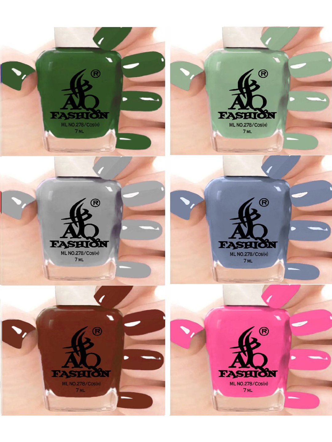 

AQ FASHION Set Of 6 Glossy Quick Dry Nail Polish - 7 ml Each, Green