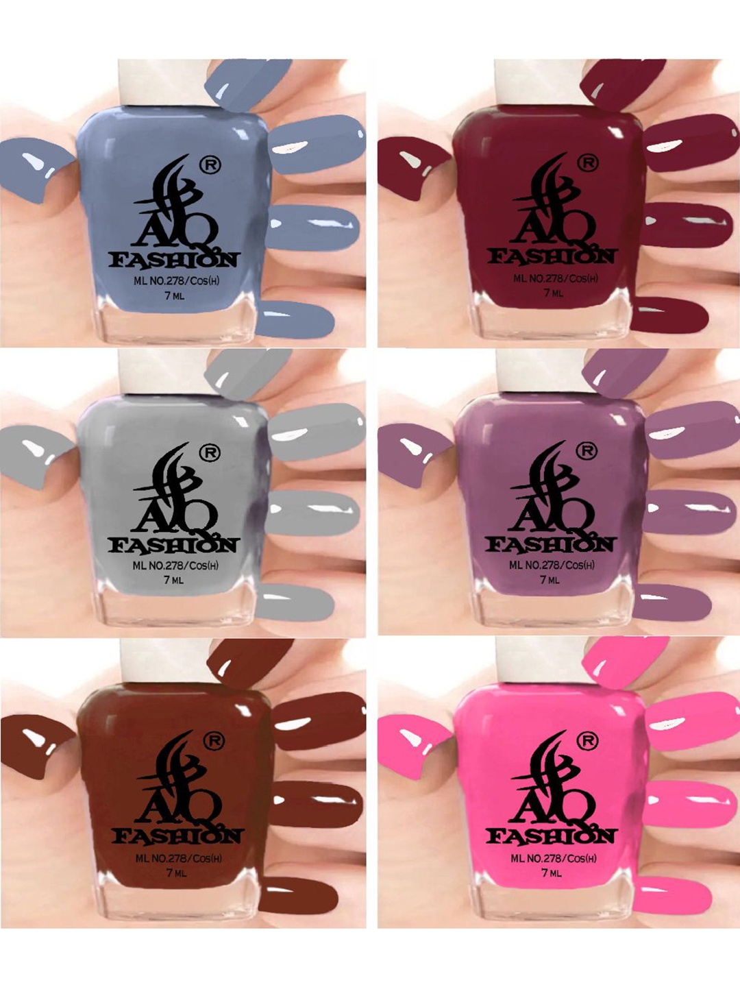 

AQ FASHION Set Of 6 Glossy Quick Dry Nail Polish - 7 ml Each, Blue