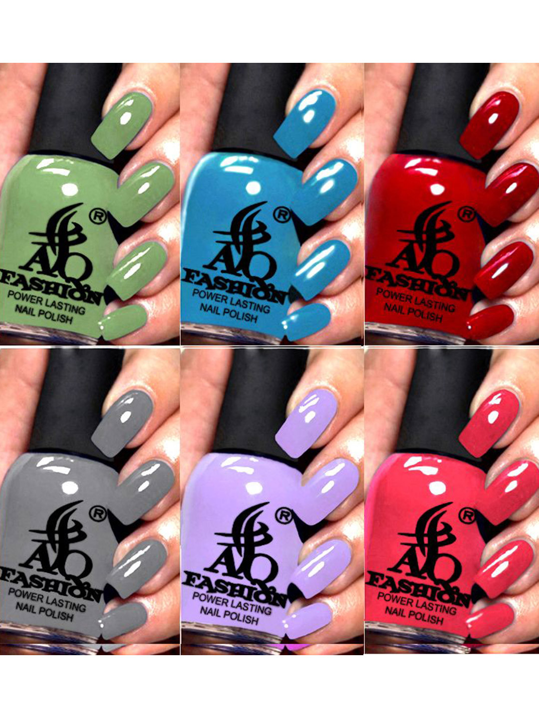 

AQ FASHION Set Of 6 Power Lasting Glossy Quick Dry Nail Polish - 9 ml Each, Green