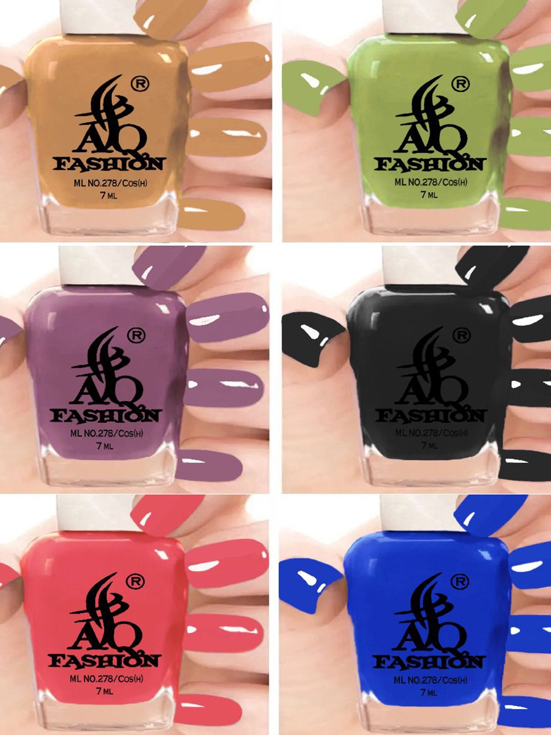 

AQ FASHION Set Of 6 Glossy Quick Dry Nail Polish - 7 ml Each, Yellow