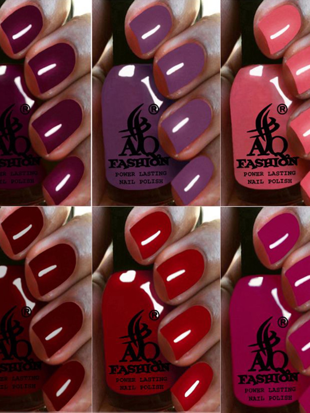 

AQ FASHION Set Of 6 Power Lasting Glossy Quick Dry Nail Polish - 9 ml Each, Maroon