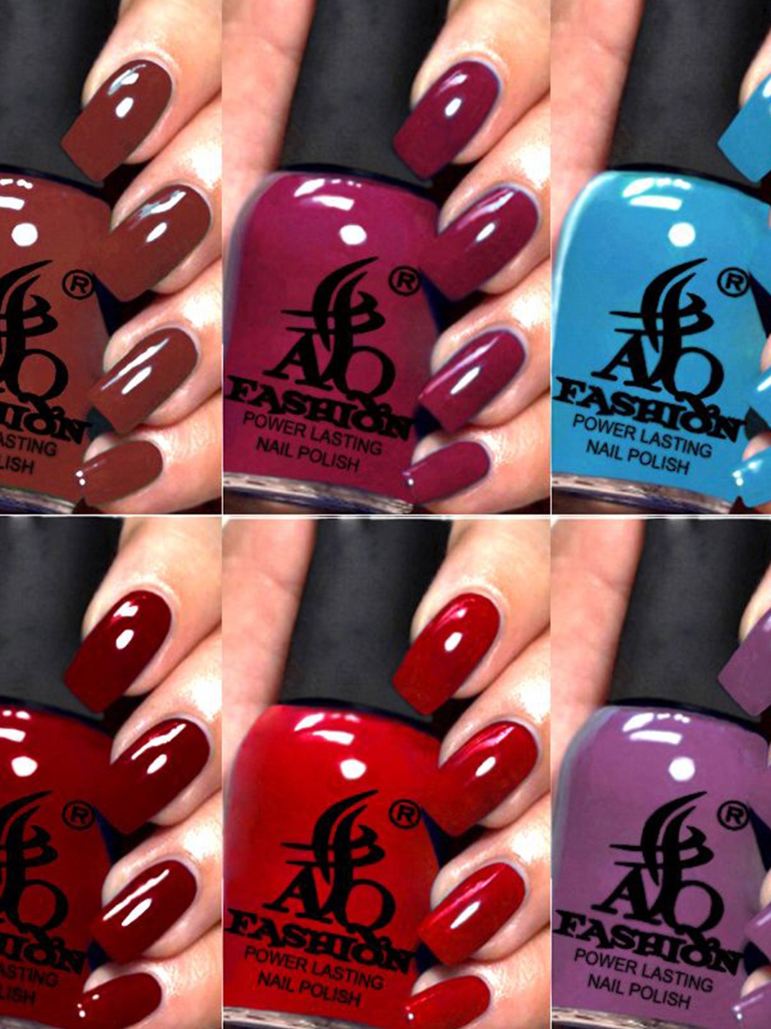 AQ FASHION Set Of 6 Power Lasting Glossy Quick Dry Nail Polish - 9 ml Each, Brown