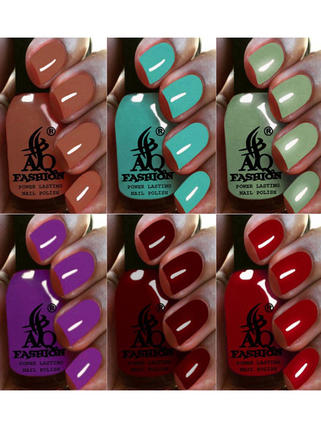 

AQ FASHION Set Of 6 Power Lasting Glossy Quick Dry Nail Polish - 9 ml Each, Brown