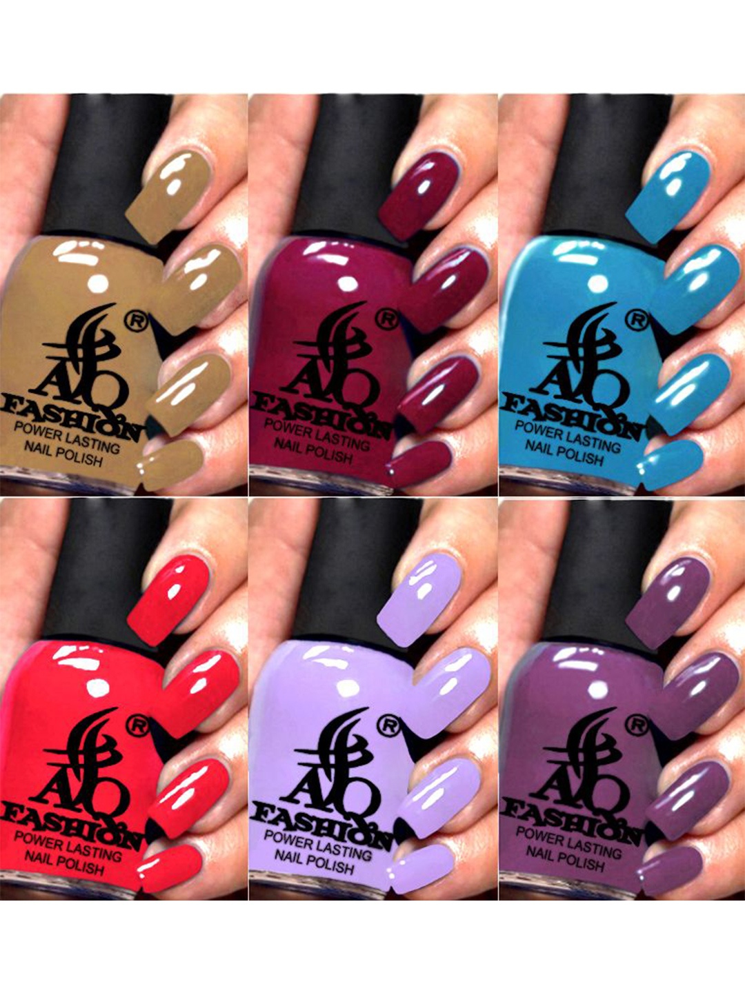 

AQ FASHION Set Of 6 Power Lasting Glossy Quick Dry Nail Polish - 9 ml Each, Magenta