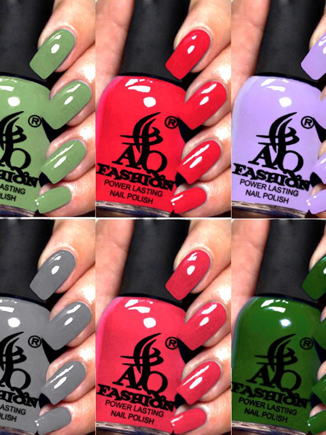 

AQ FASHION Set Of 6 Power Lasting Glossy Quick Dry Nail Polish - 9 ml Each, Green