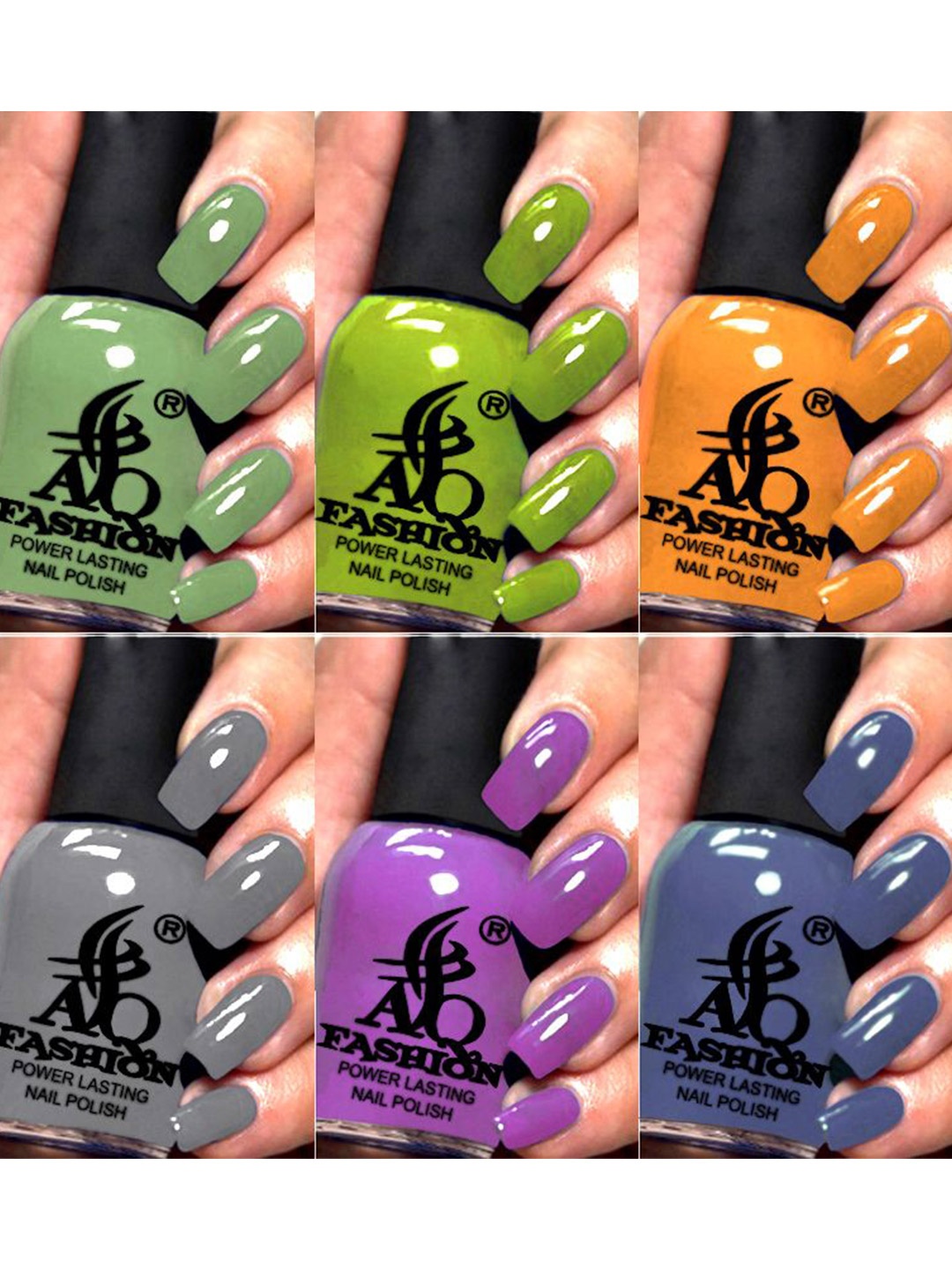 

AQ FASHION Set Of 6 Power Lasting Glossy Quick Dry Nail Polish - 9 ml Each, Green