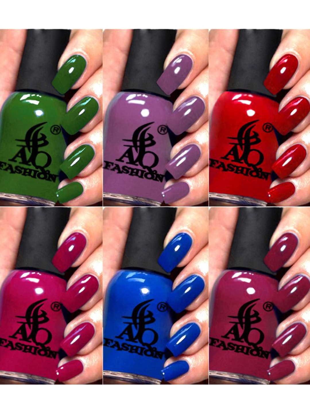 

AQ FASHION Set Of 6 Glossy Quick Dry Nail Polish - 9 ml Each, Green