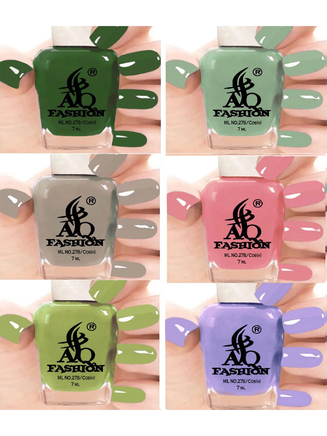 

AQ FASHION Set Of 6 Glossy Quick Dry Nail Polish - 7 ml Each, Green