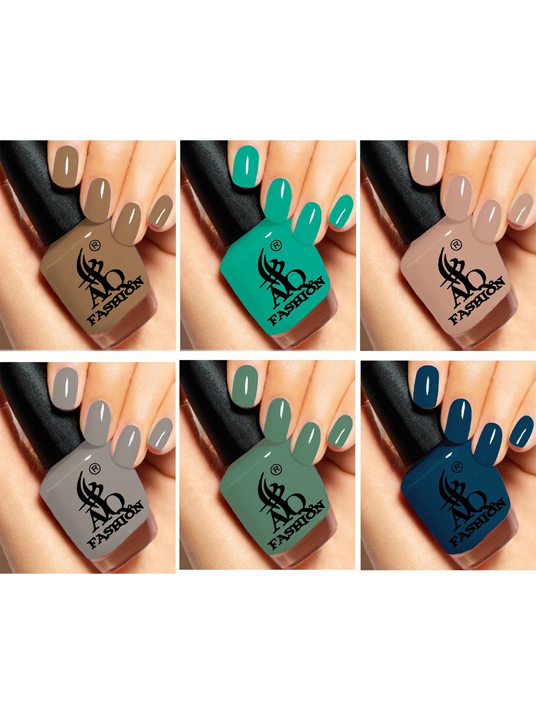 

AQ FASHION Set Of 6 Glossy Quick Dry Nail Polish - 15 ml Each, Brown