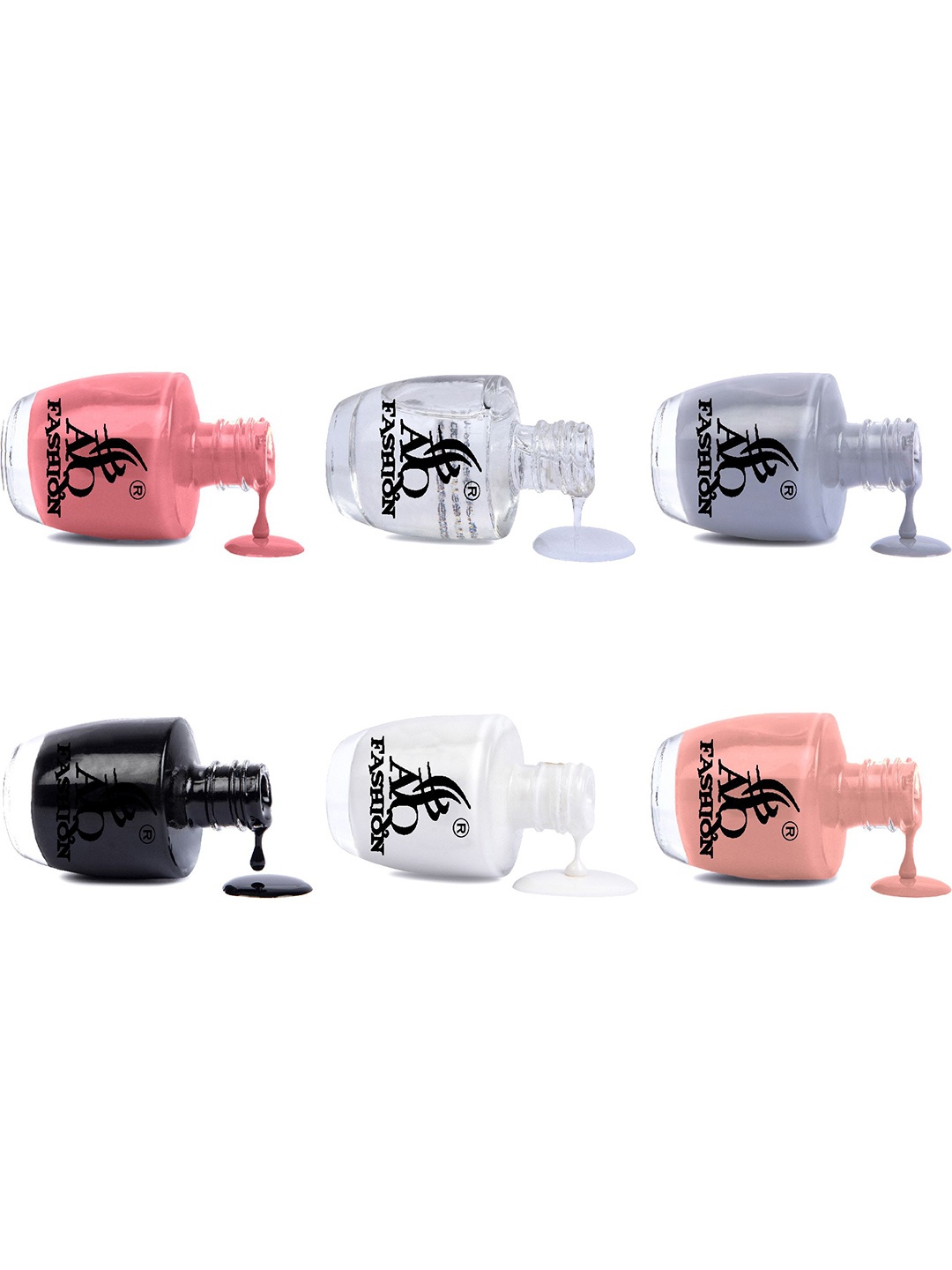

AQ FASHION Set Of 6 Glossy Quick Dry Nail Polish - 15 ml Each, Taupe