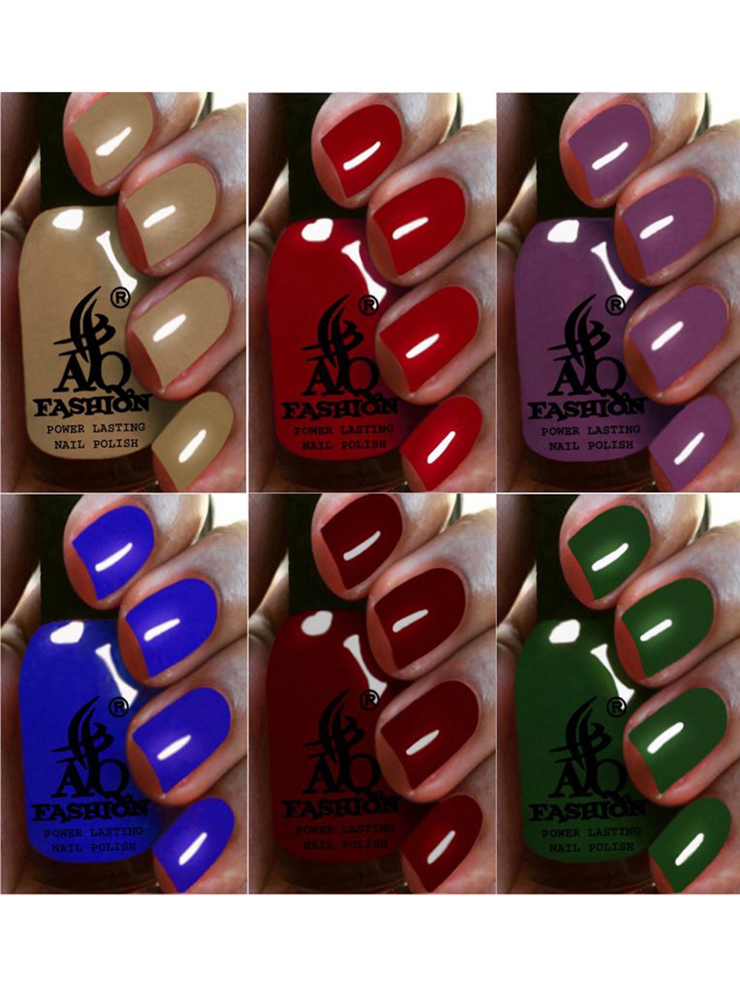 

AQ FASHION Set Of 6 Power Lasting Glossy Quick Dry Nail Polish - 9 ml Each, Red