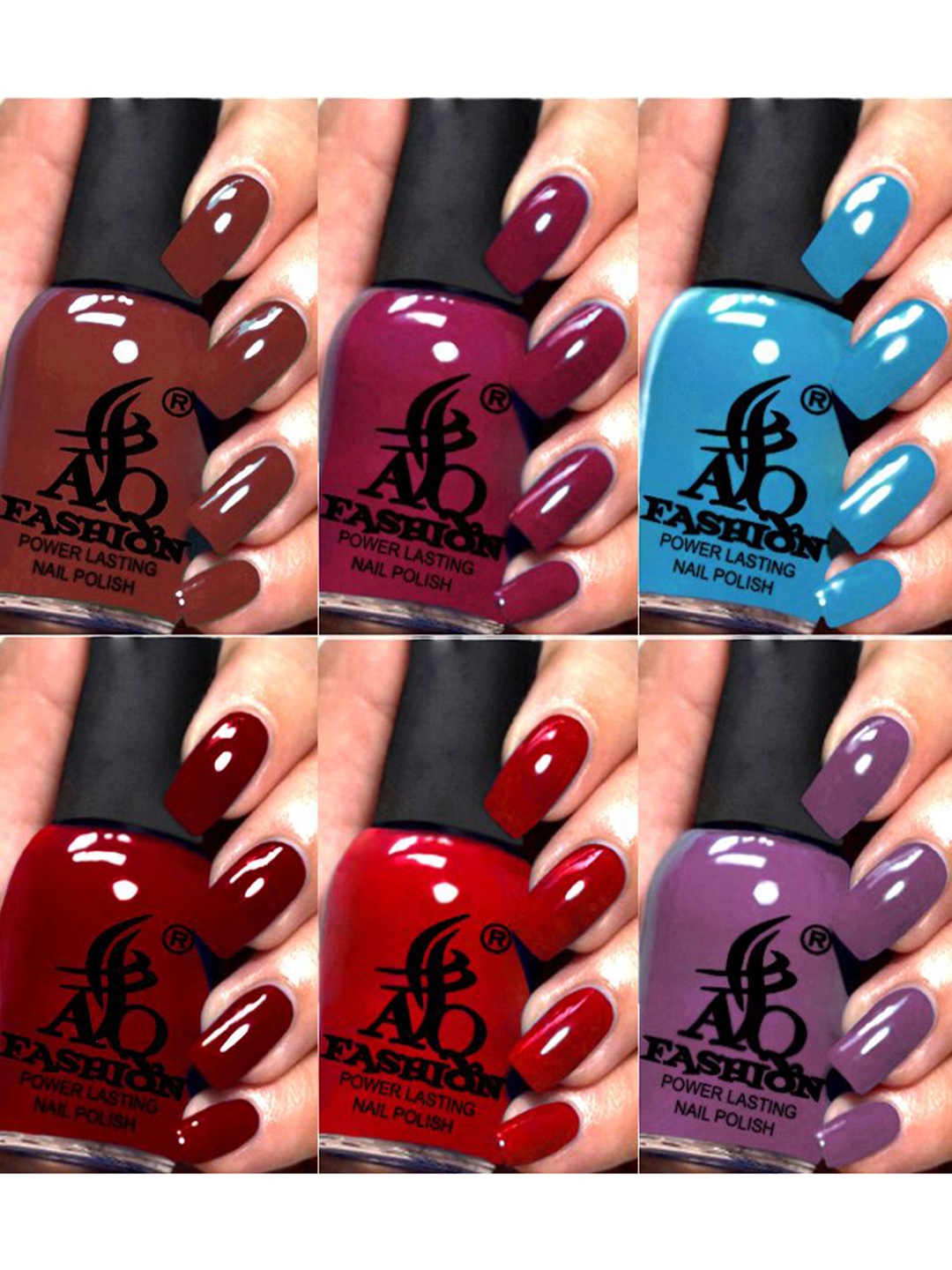 

AQ FASHION Set Of 6 Power Lasting Glossy Quick Dry Nail Polish - 9 ml Each, Maroon