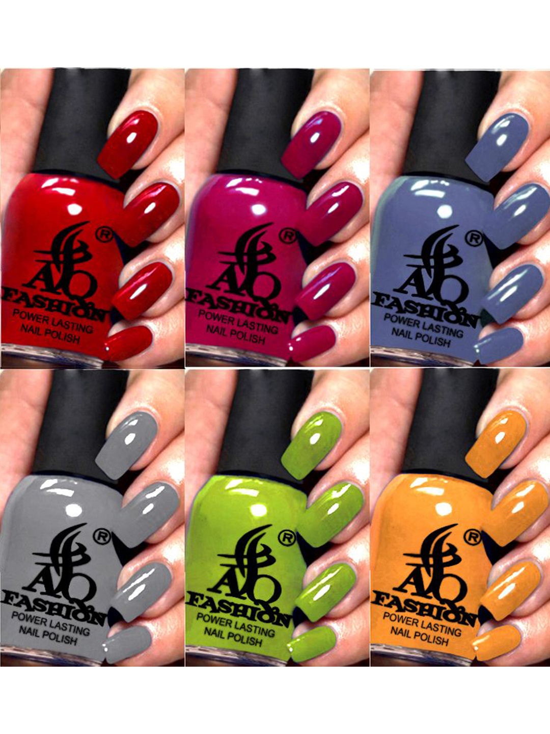 

AQ FASHION Set Of 6 Power Lasting Glossy Quick Dry Nail Polish - 9 ml Each, Red