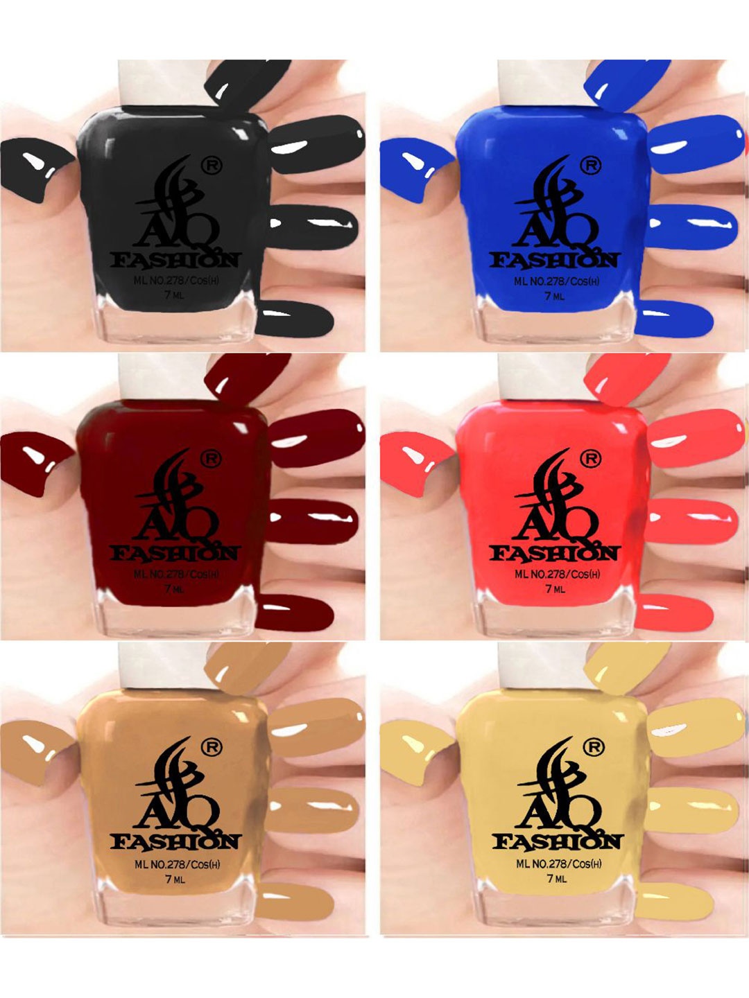 

AQ FASHION Set Of 6 Glossy Quick Dry Nail Polish - 7 ml Each, Grey