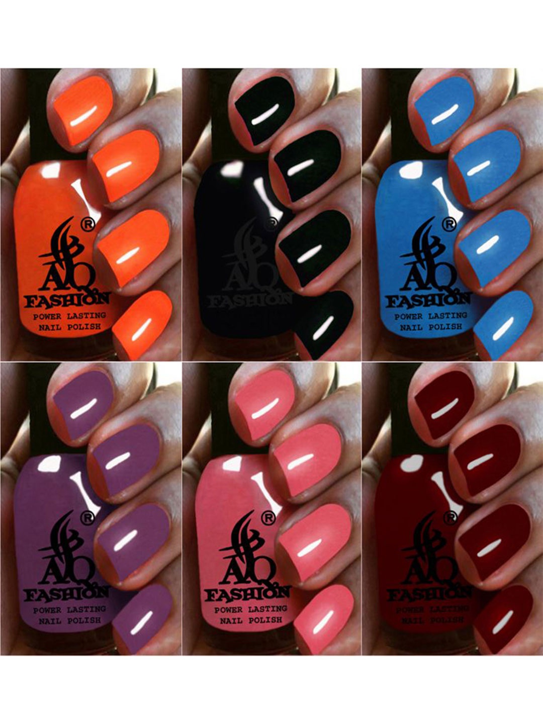 

AQ FASHION Set Of 6 Power Lasting Glossy Quick Dry Nail Polish - 9 ml Each, Orange
