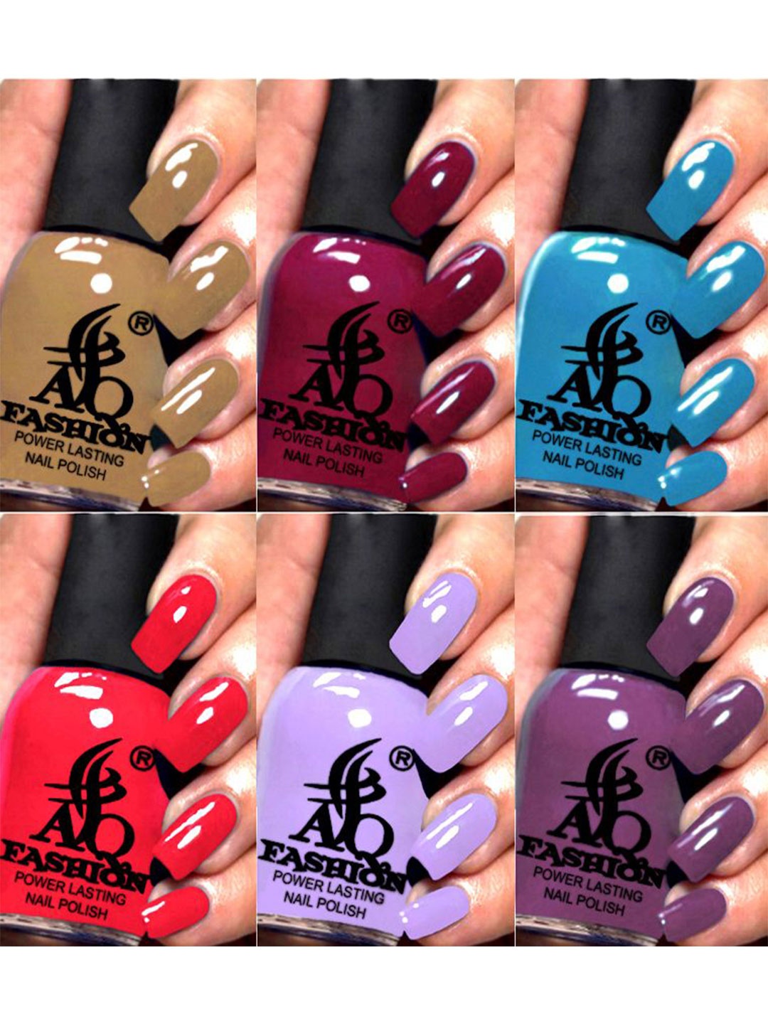 

AQ FASHION Set Of 6 Power Lasting Glossy Quick Dry Nail Polish - 9 ml Each, Magenta