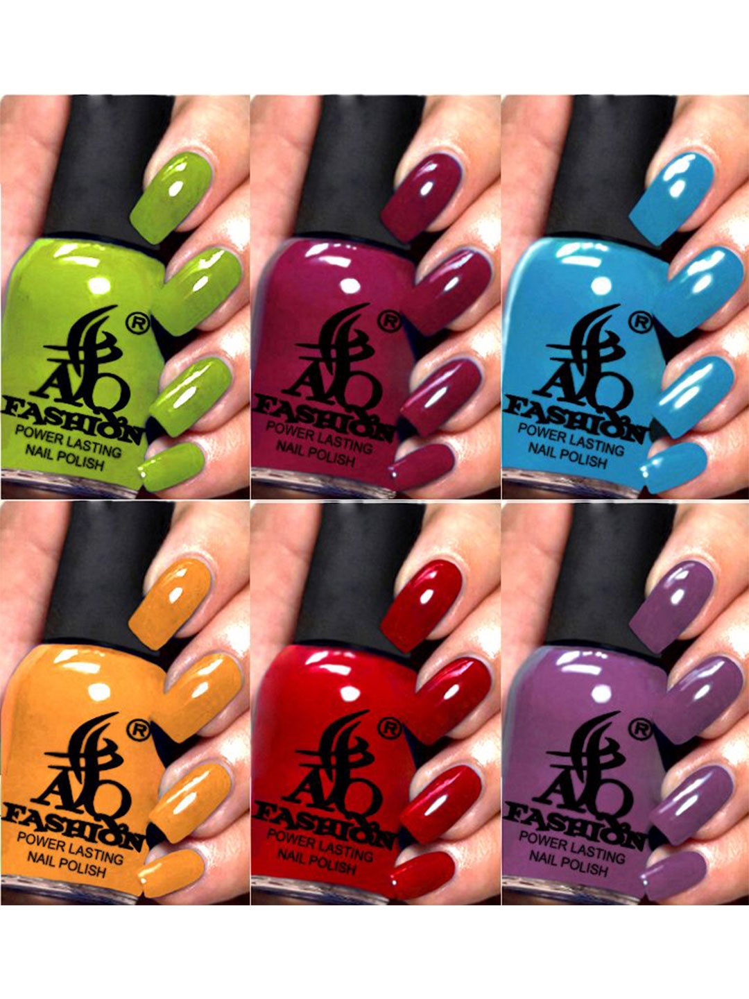 

AQ FASHION Set Of 6 Power Lasting Glossy Quick Dry Nail Polish - 9 ml Each, Green