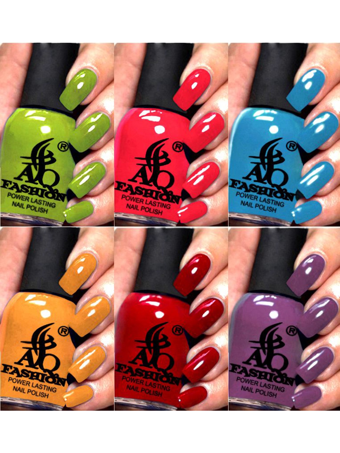 

AQ FASHION Set Of 6 Power Lasting Glossy Quick Dry Nail Polish - 9 ml Each, Green