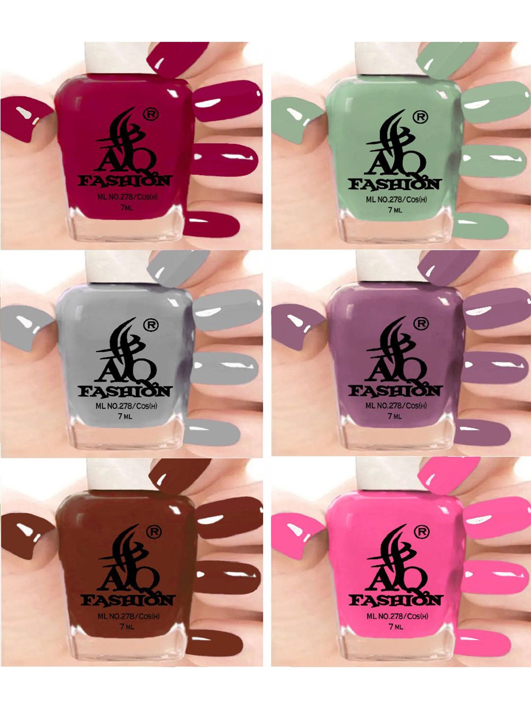 

AQ FASHION Set Of 6 Glossy Quick Dry Nail Polish - 7 ml Each, Red