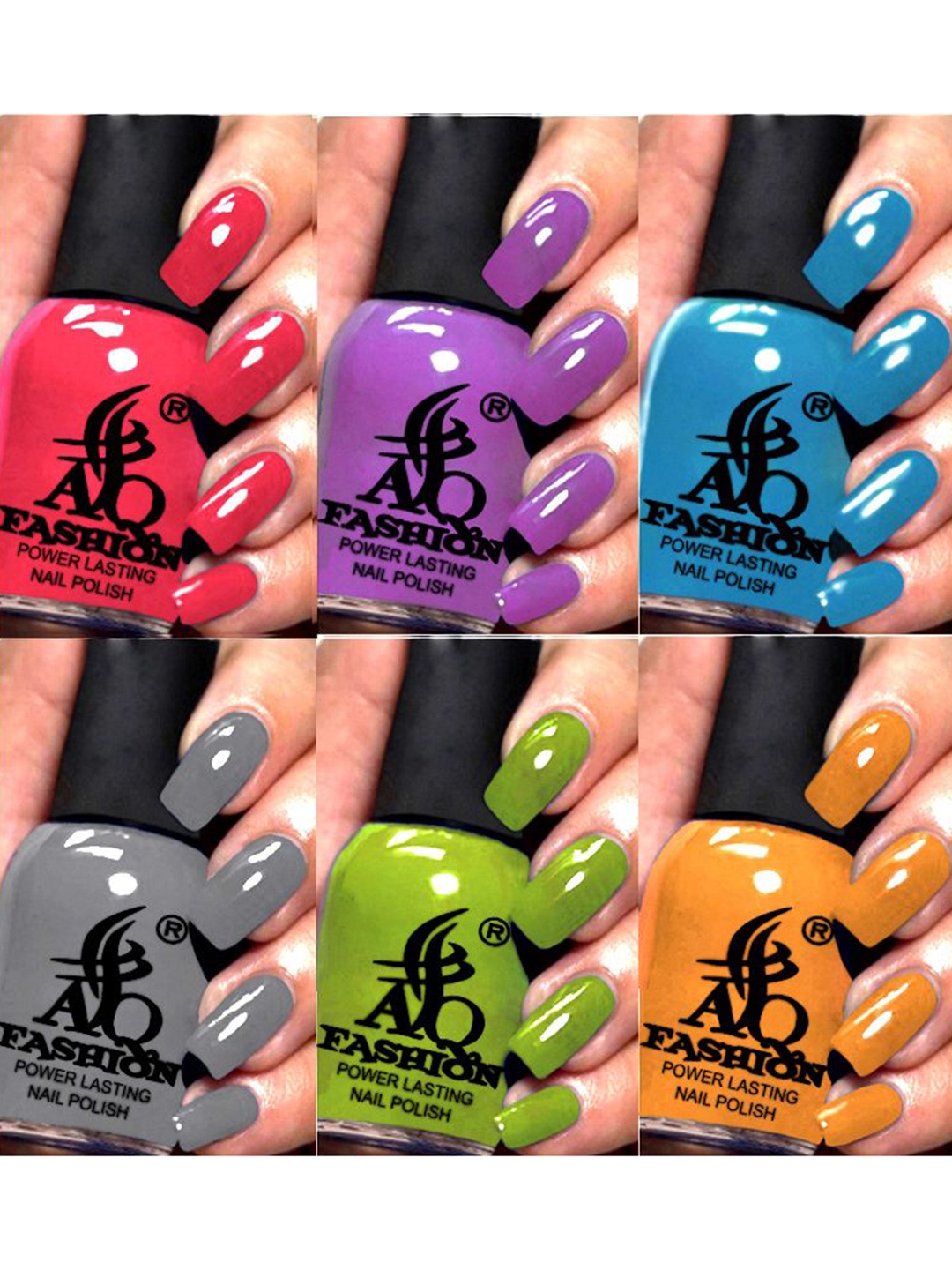 

AQ FASHION Set Of 6 Power Lasting Glossy Quick Dry Nail Polish - 9 ml Each, Red