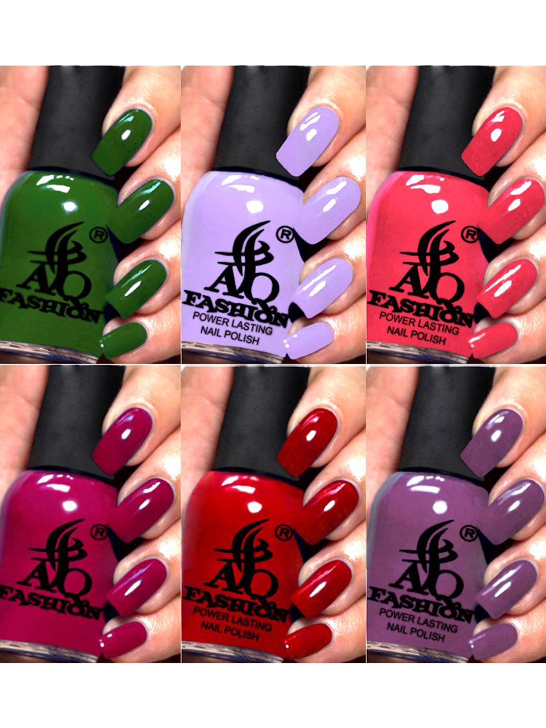 

AQ FASHION Set Of 6 Power Lasting Glossy Quick Dry Nail Polish - 9 ml Each, Green