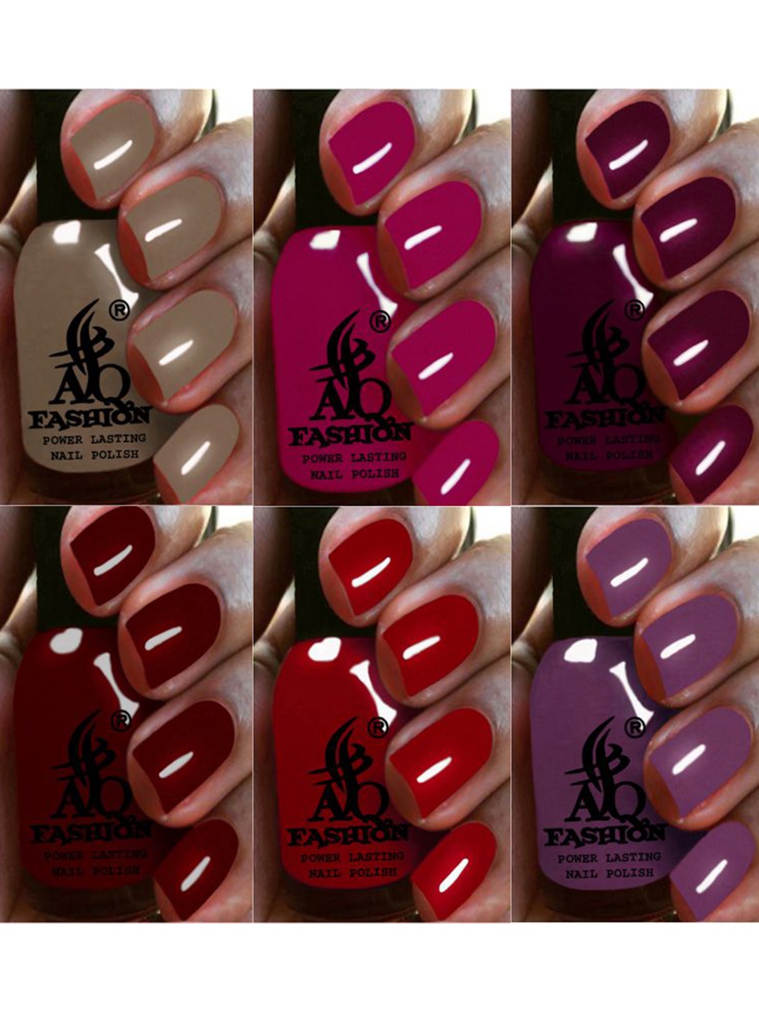 

AQ FASHION Set Of 6 Power Lasting Glossy Quick Dry Nail Polish - 9 ml Each, Olive