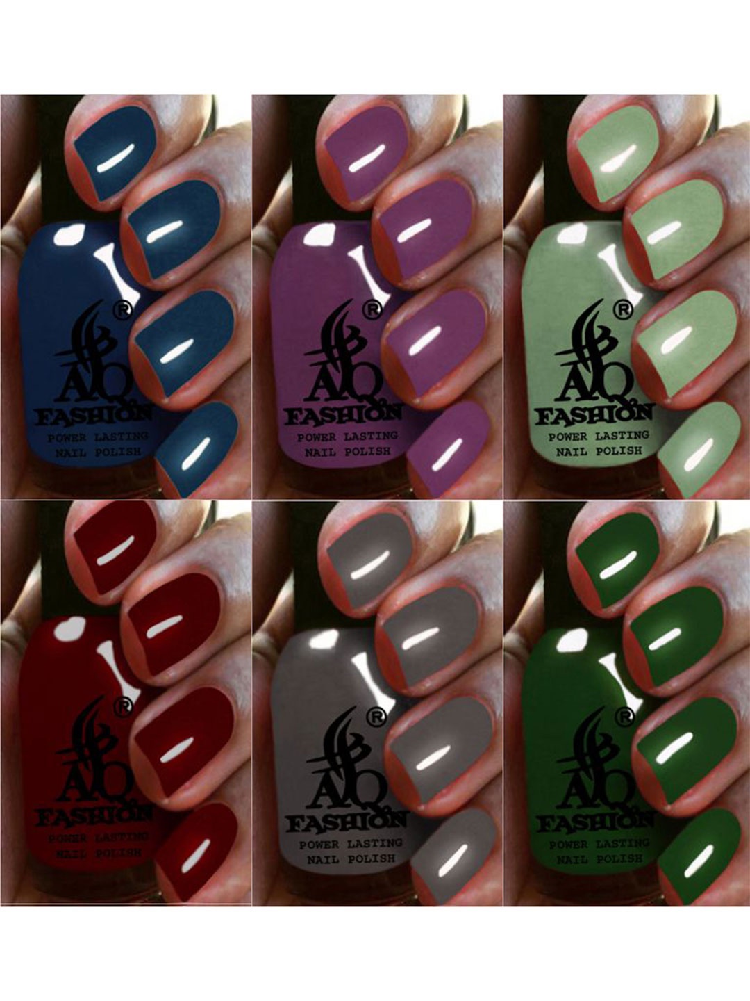 

AQ FASHION Set Of 6 Power Lasting Glossy Quick Dry Nail Polish - 9 ml Each, Teal