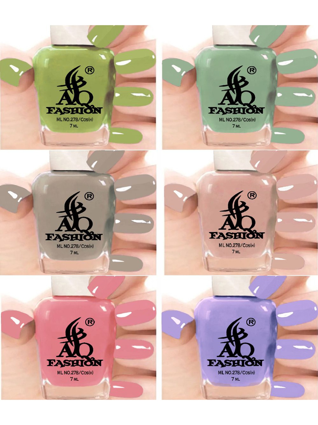 

AQ FASHION Set Of 6 Glossy Quick Dry Nail Polish - 7 ml Each, Green