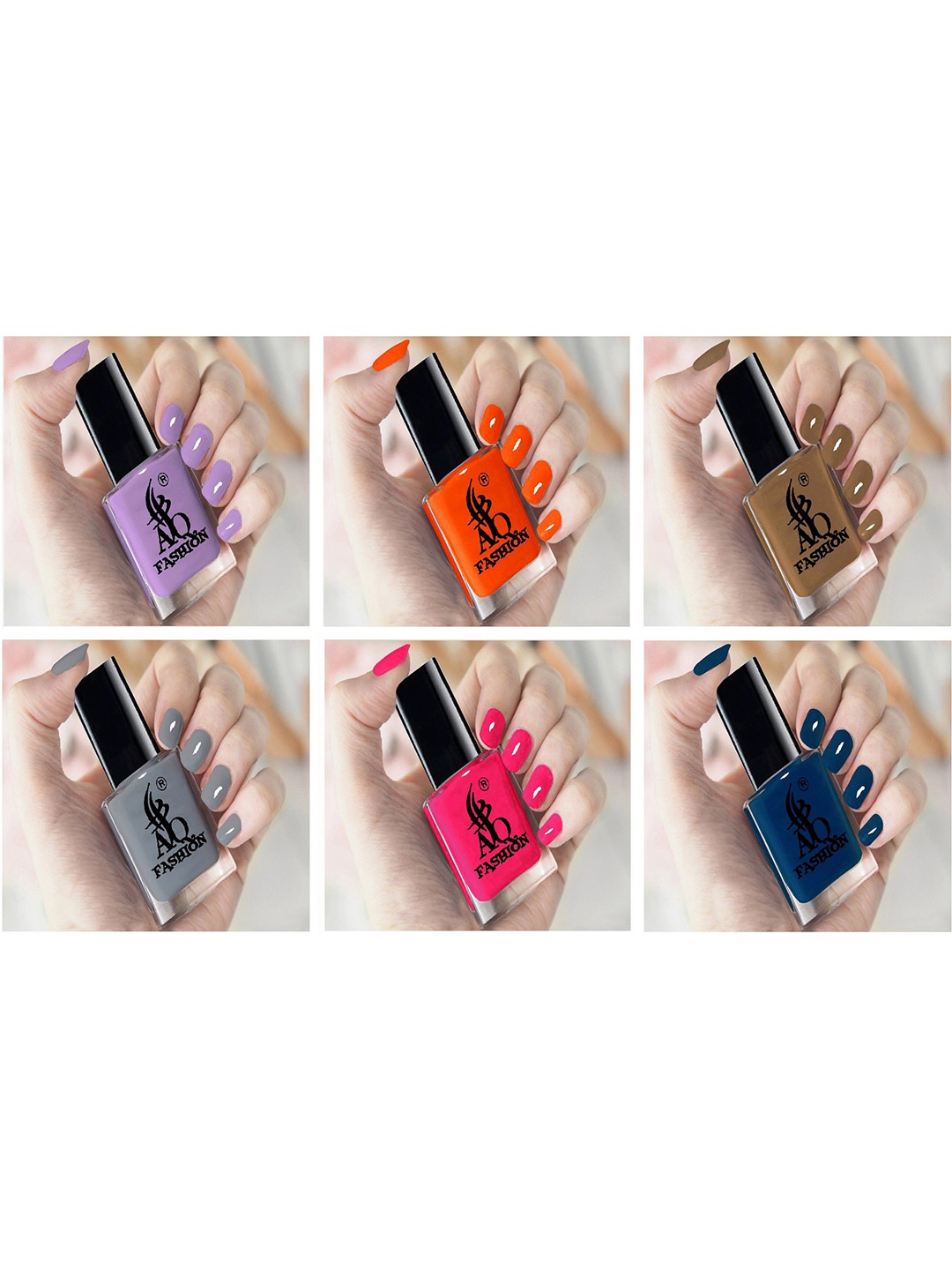 

AQ FASHION Set Of 6 Glossy Quick Dry Nail Polish - 10 ml Each, Orange