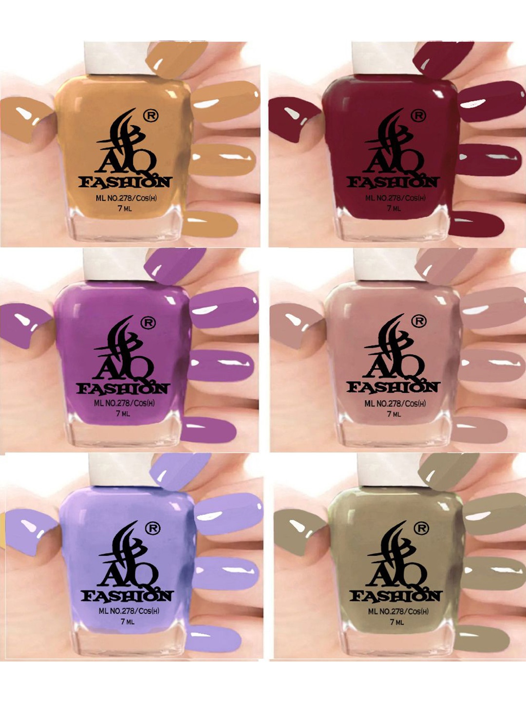 

AQ FASHION Set Of 6 Glossy Quick Dry Nail Polish - 7 ml Each, Yellow