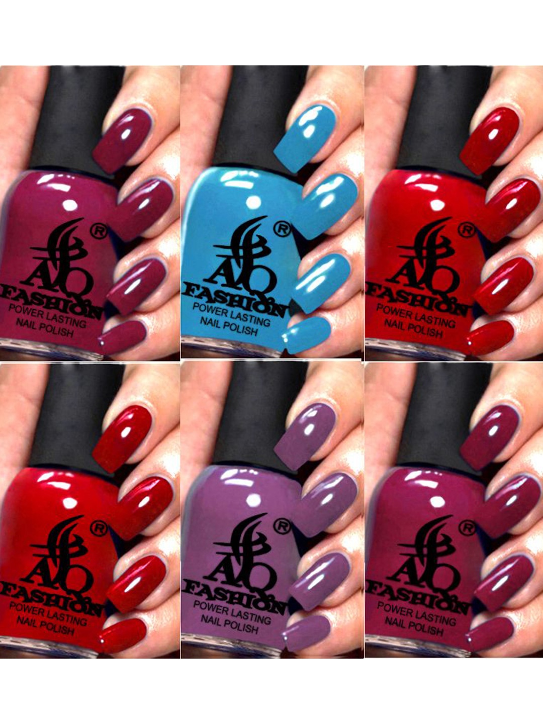 

AQ FASHION Set Of 6 Power Lasting Glossy Quick Dry Nail Polish - 9 ml Each, Maroon