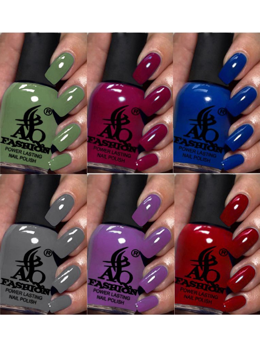 

AQ FASHION Set Of 6 Power Lasting Glossy Quick Dry Nail Polish - 9 ml Each, Green