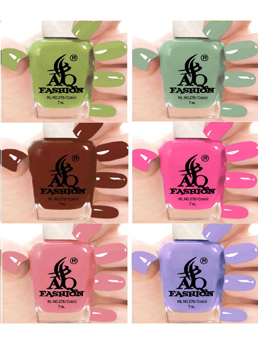 

AQ FASHION Set Of 6 Glossy Quick Dry Nail Polish - 7 ml Each, Green