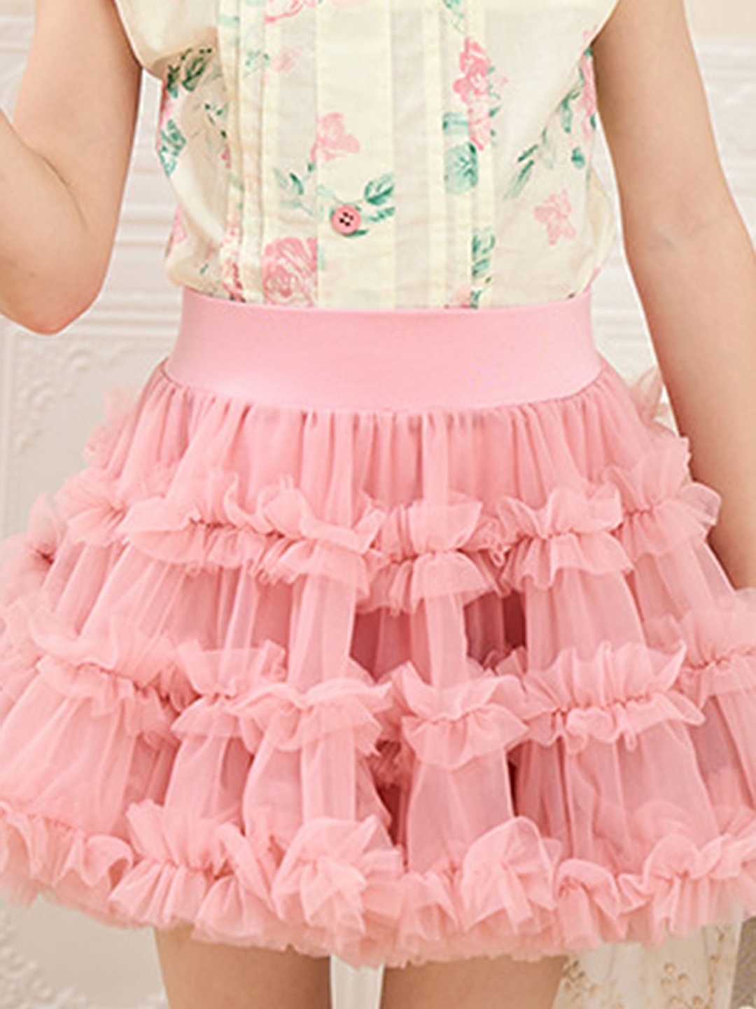 

LULU & SKY Mini Girls Pink Tiered Tulle Skirt