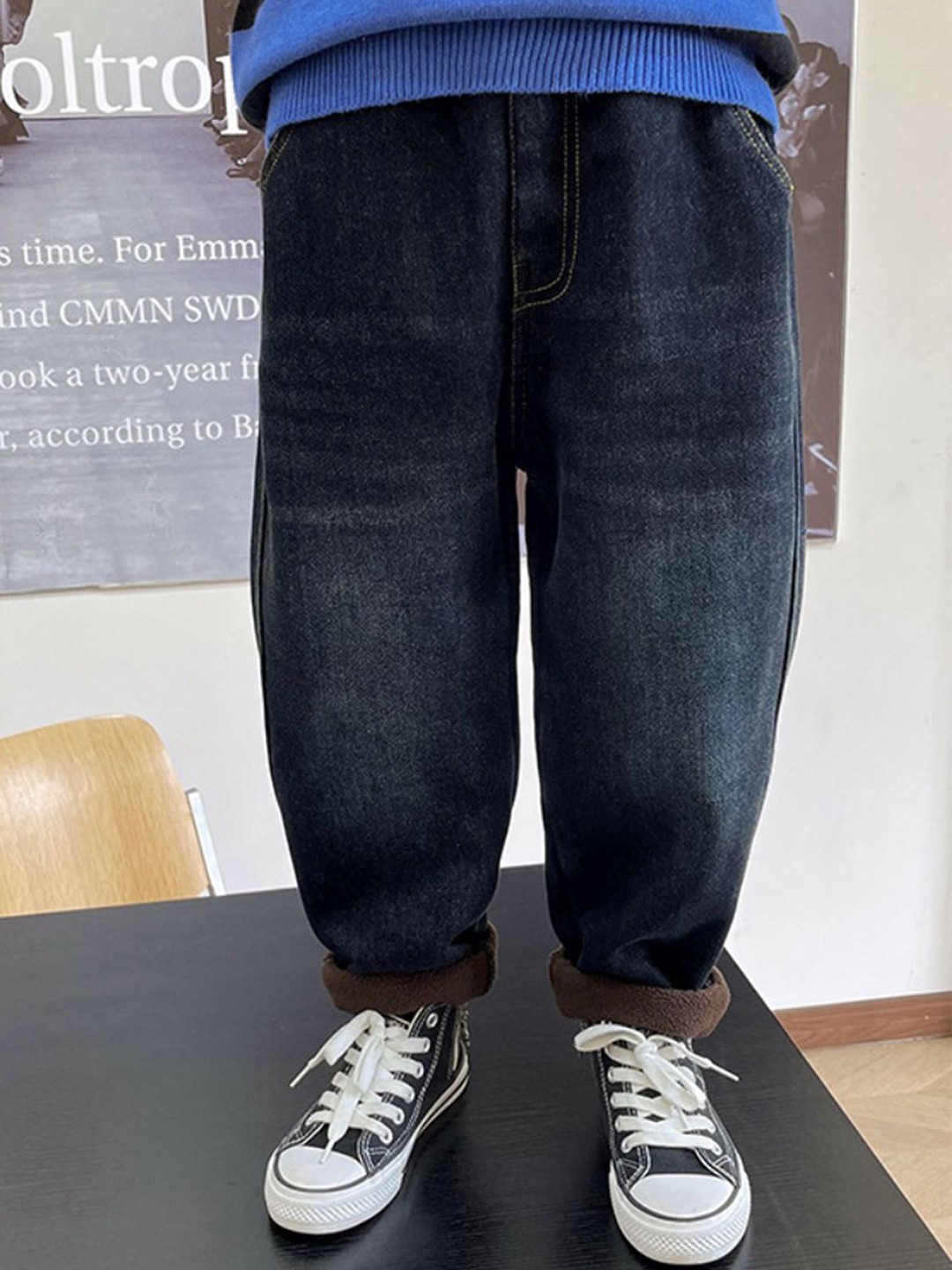 

LULU & SKY Boys High-Rise Washed Light Fade Jeans, Navy blue