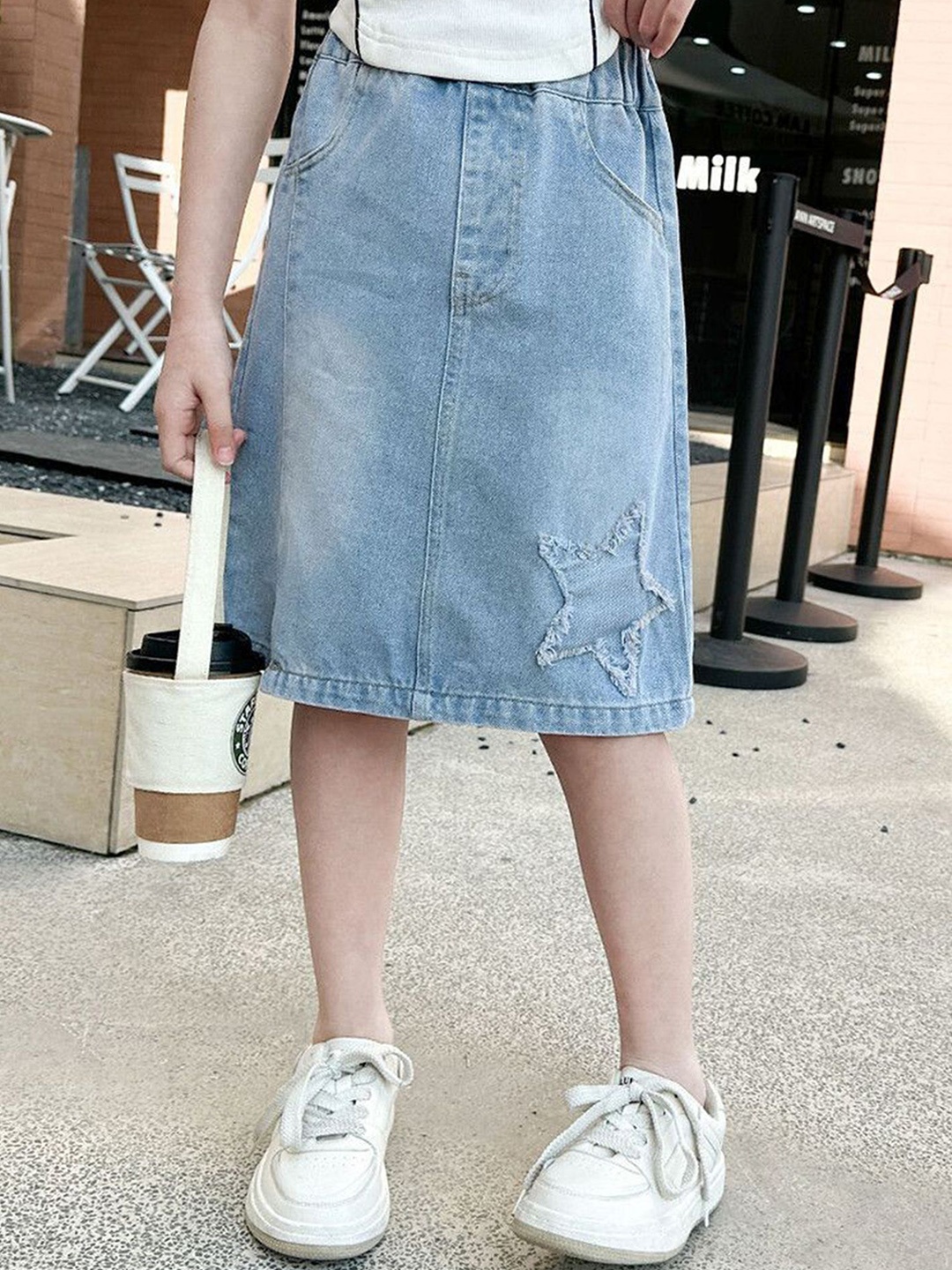 

LULU & SKY Girls Straight Denim Skirt, Blue