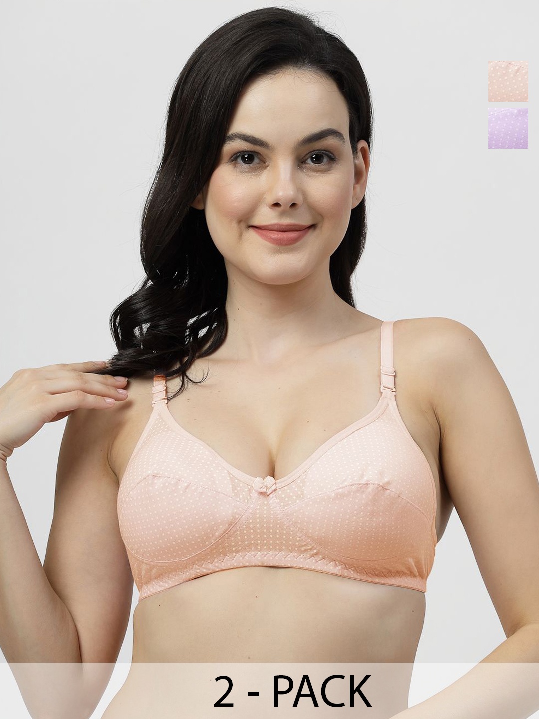 

SHYAM SONS FLAIR Pack of 2 Polka Dot Printed Full Coverage Bra, Purple