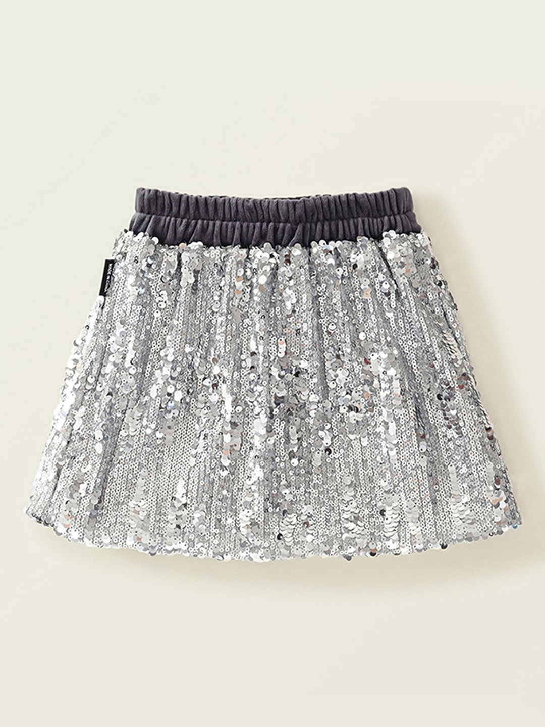 

LULU & SKY Girls Sequin-Embellished High-Rise A-Line Mini Skirt, Grey