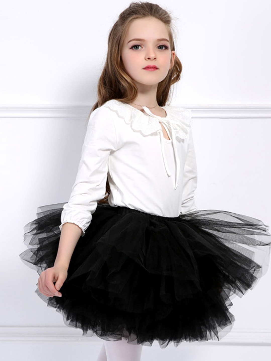 

LULU & SKY Girls Flared Knee Length Skirt, Black