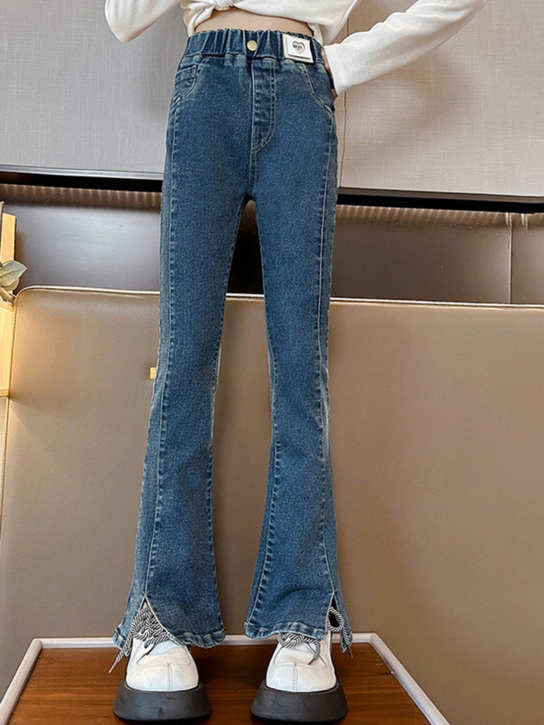 

LULU & SKY Girls Slim Fit High-Rise Bootcut Jeans, Navy blue