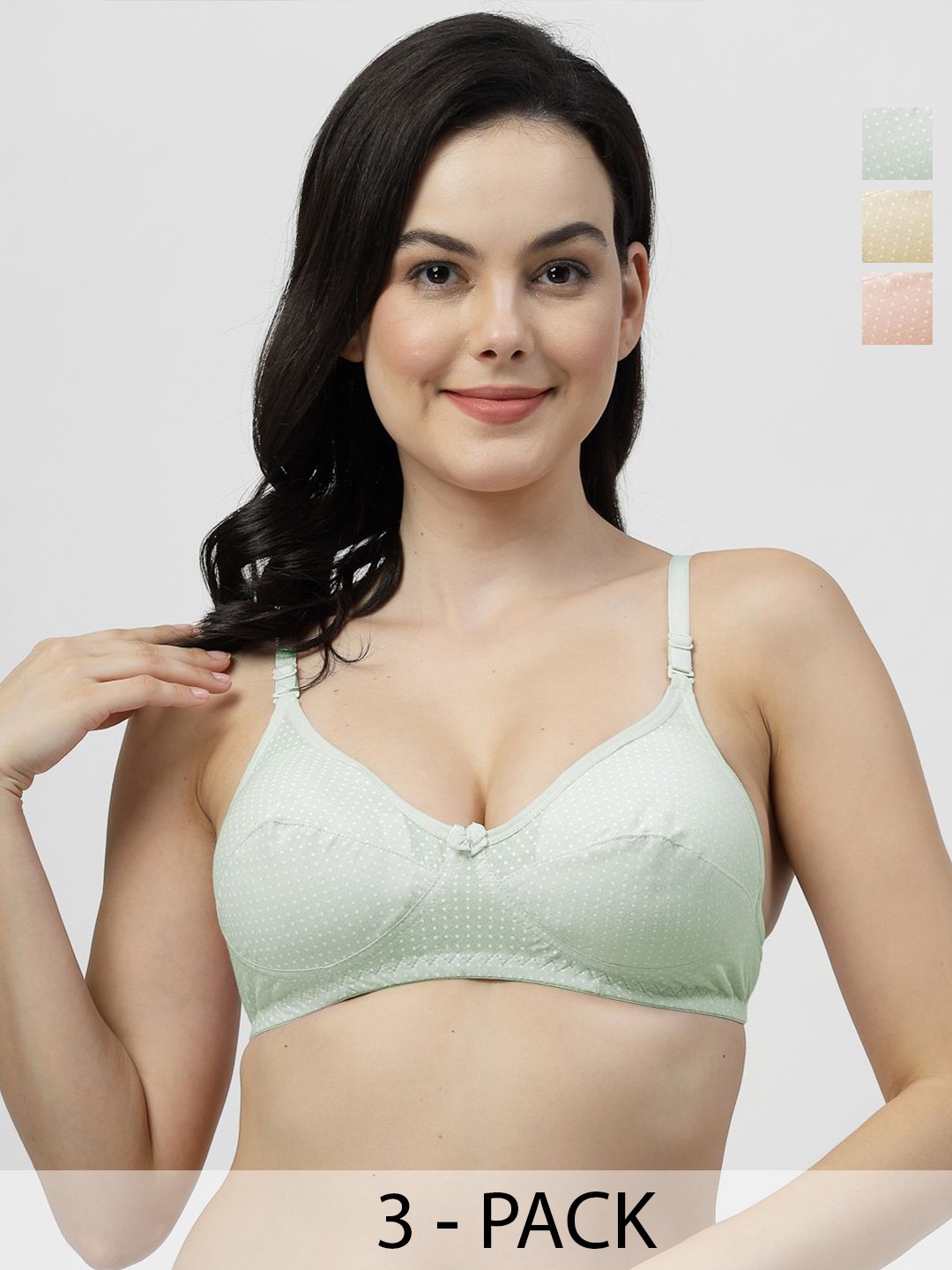 

SHYAM SONS FLAIR Women Polka Dot Full Coverage Bra, Green