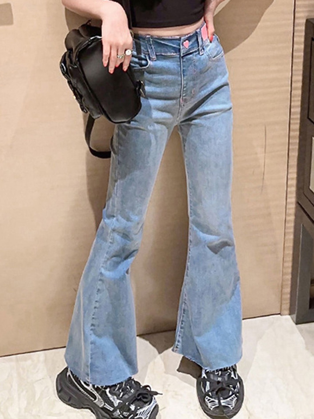 

LULU & SKY Girls Flared High-Rise Light Fade Jeans, Blue
