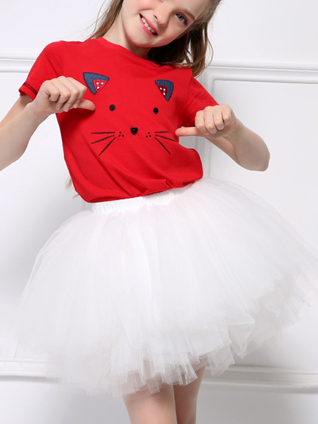 

LULU & SKY Girls Flared Above Knee Skirt, White