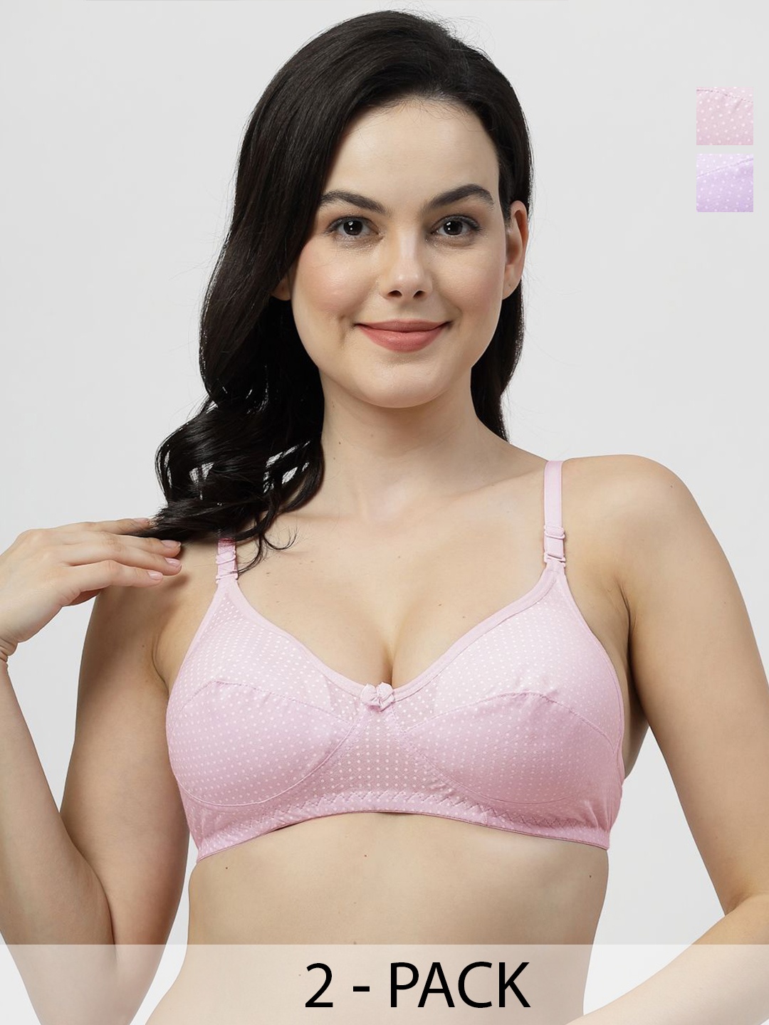 

SHYAM SONS FLAIR Women Pack Of 2 Polka Dot Printed Full Coverage Bra, Purple